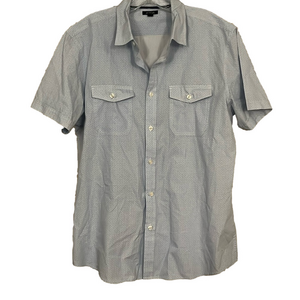 apt nine blue patterned short sleeve dress shirt
